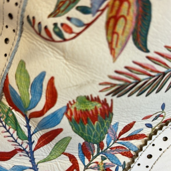 Colorsty White Leather Floral Brogue Lace Up Boots - Picture 9 of 14